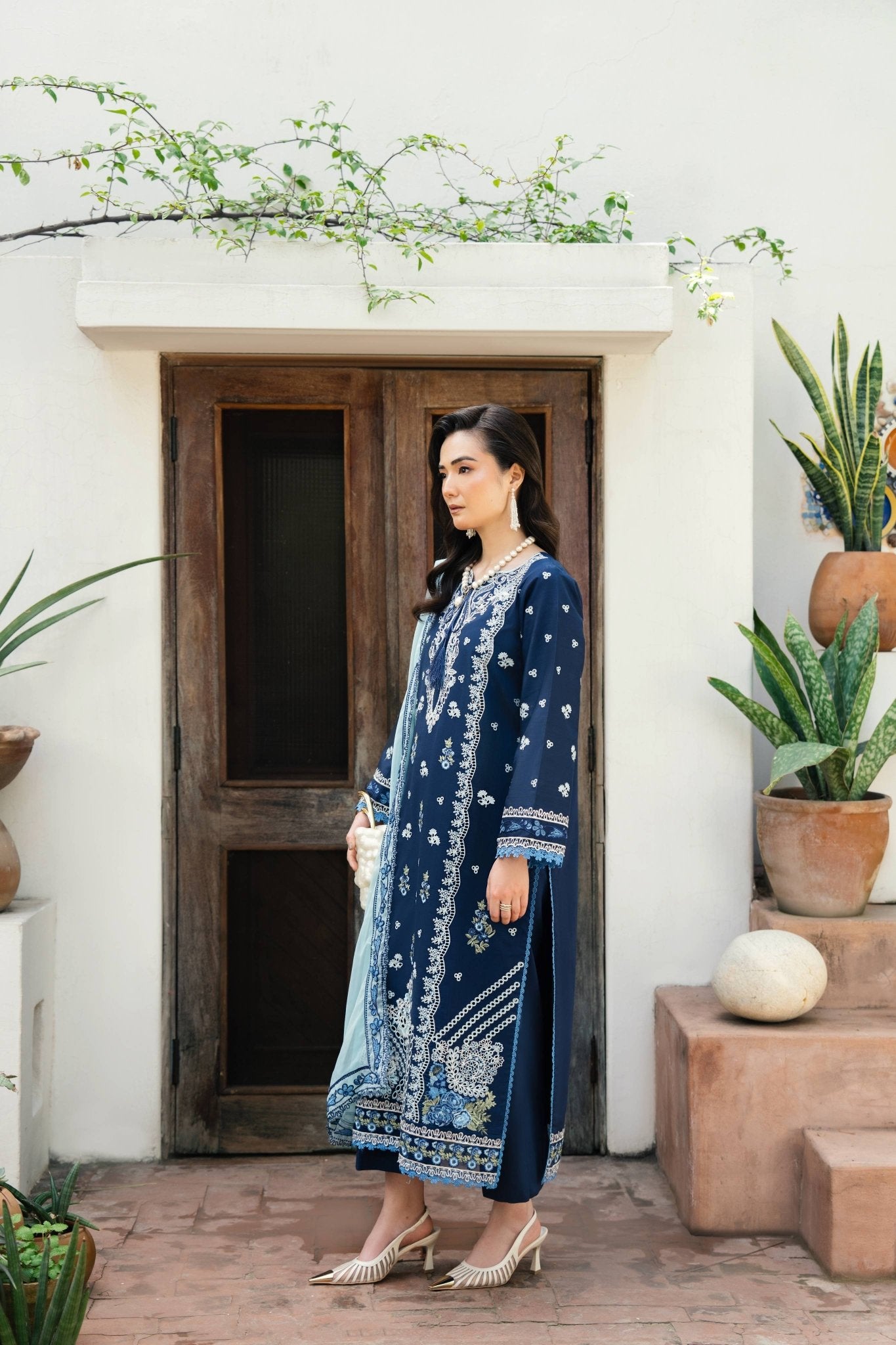 DEEP NAVY LUXURY EMBROIDERED LAWN