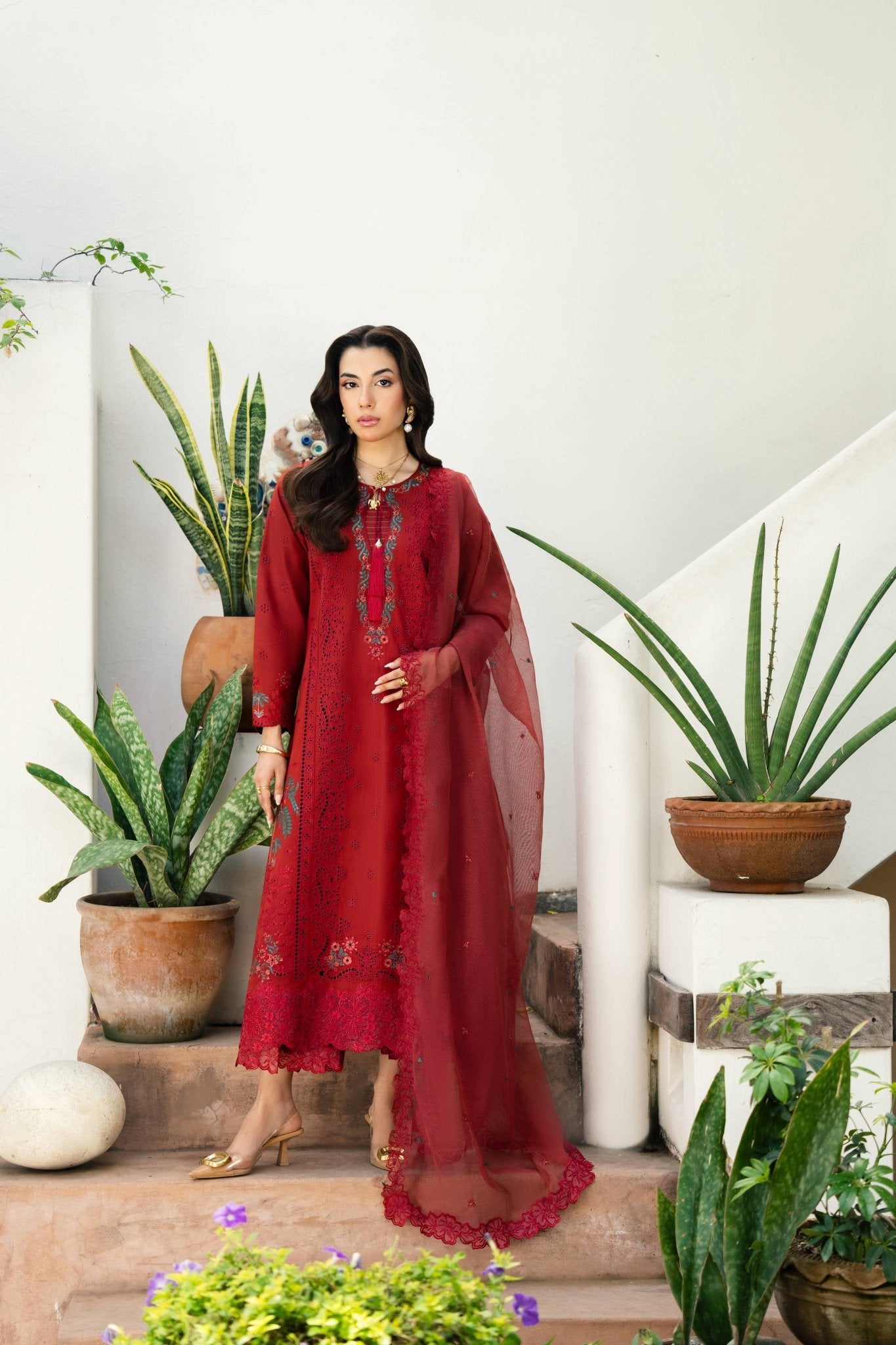 CRIMSON BLOOM LUXURY EMBROIDERED LAWN