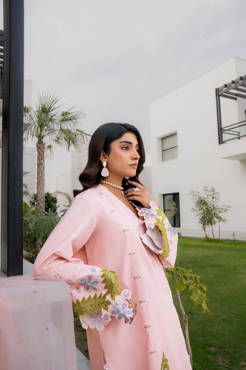BLUSH PEACH LUXURY EMBROIDERED LAWN