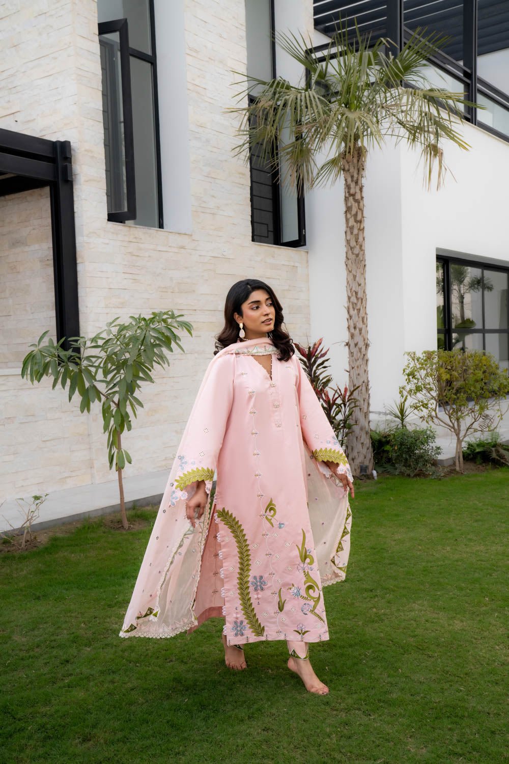 BLUSH PEACH LUXURY EMBROIDERED LAWN