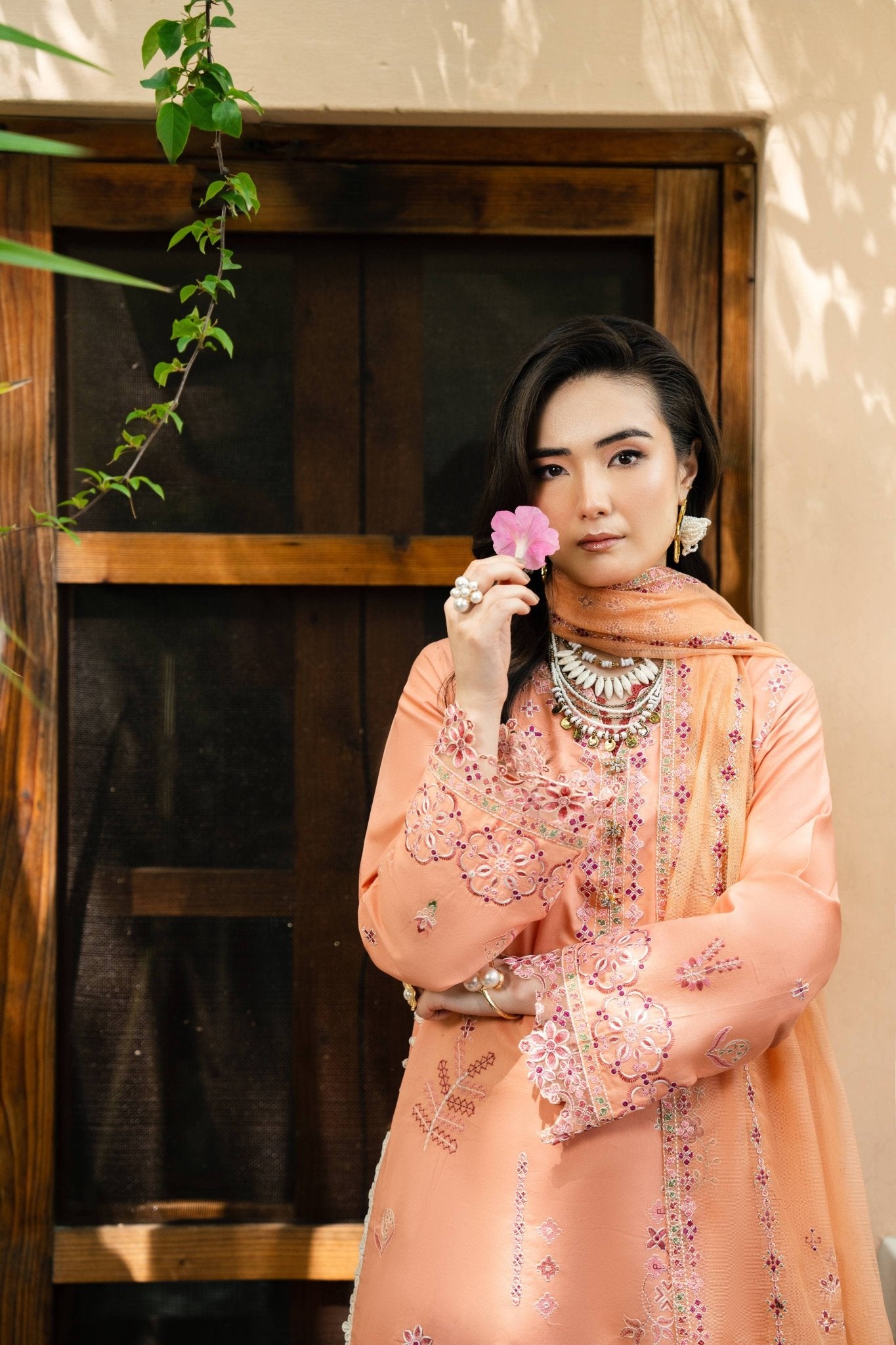 PEACH BLOSSOM LUXURY EMBROIDERED LAWN