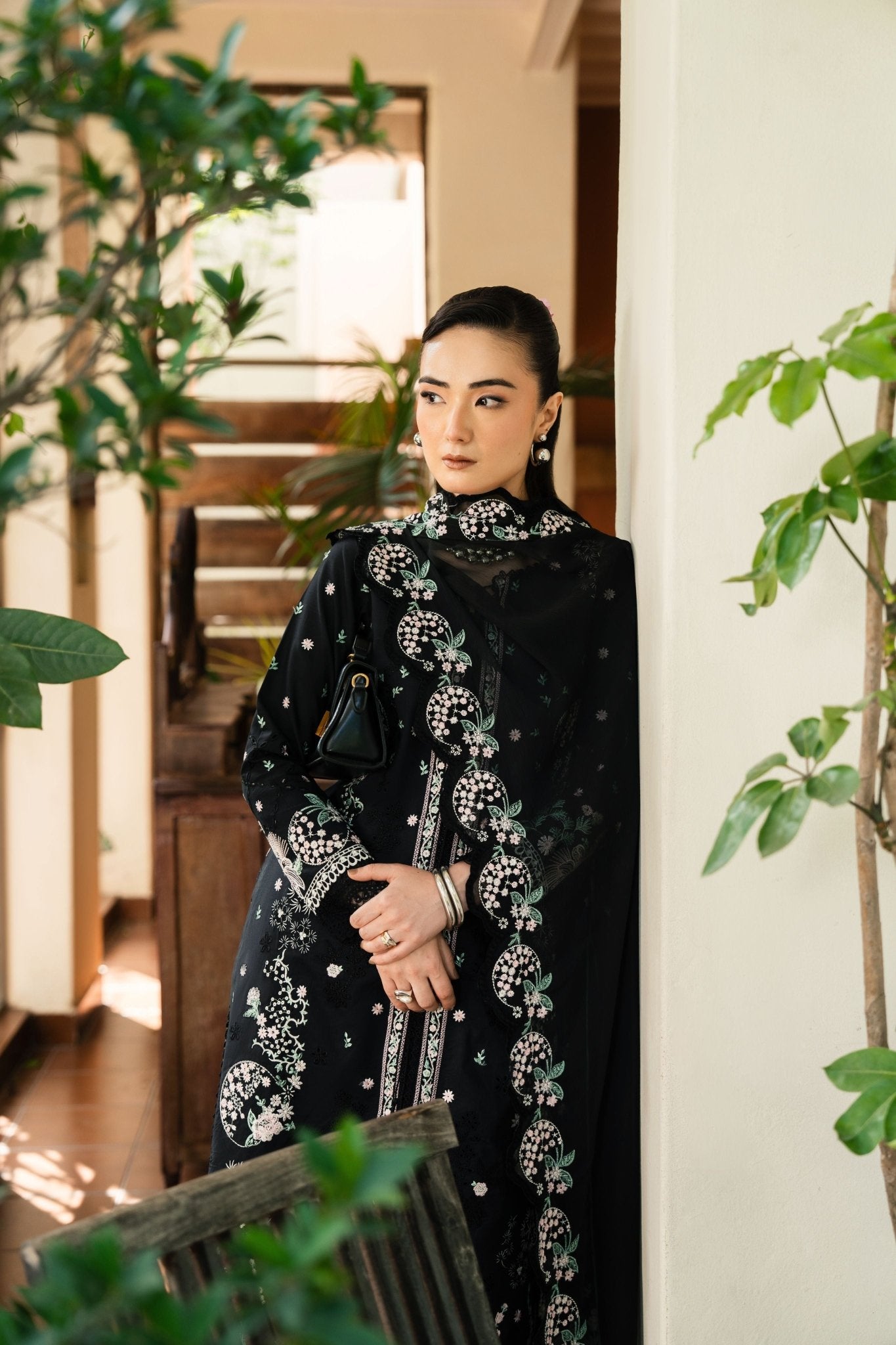 BLACK IVORY LUXURY EMBROIDERED LAWN