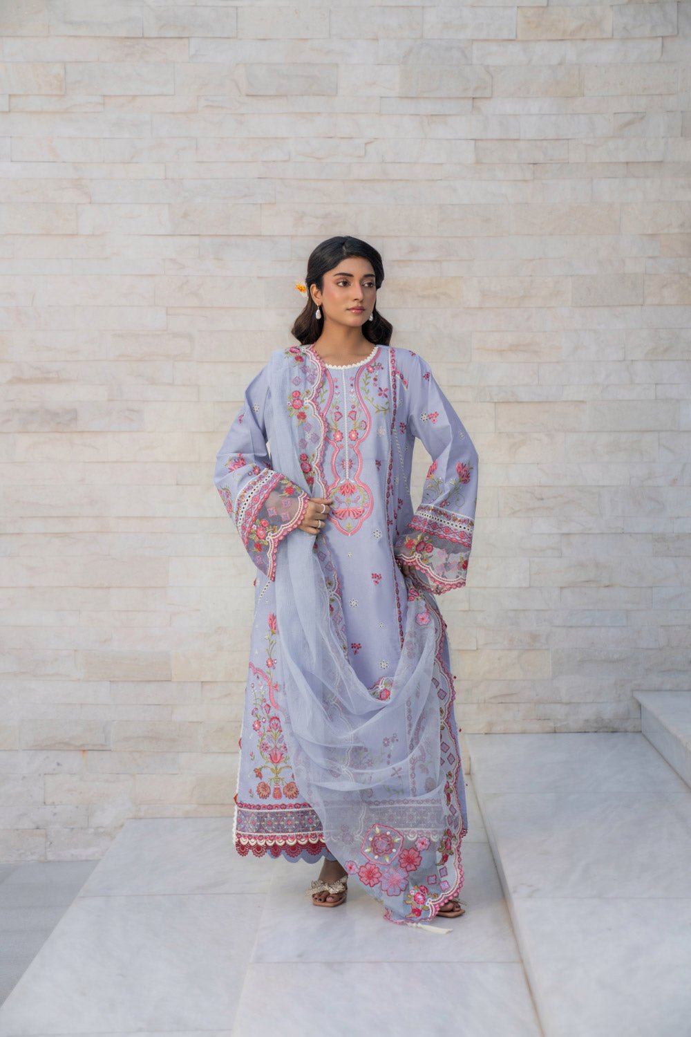 SKY BLUE LUXURY EMBROIDERED LAWN