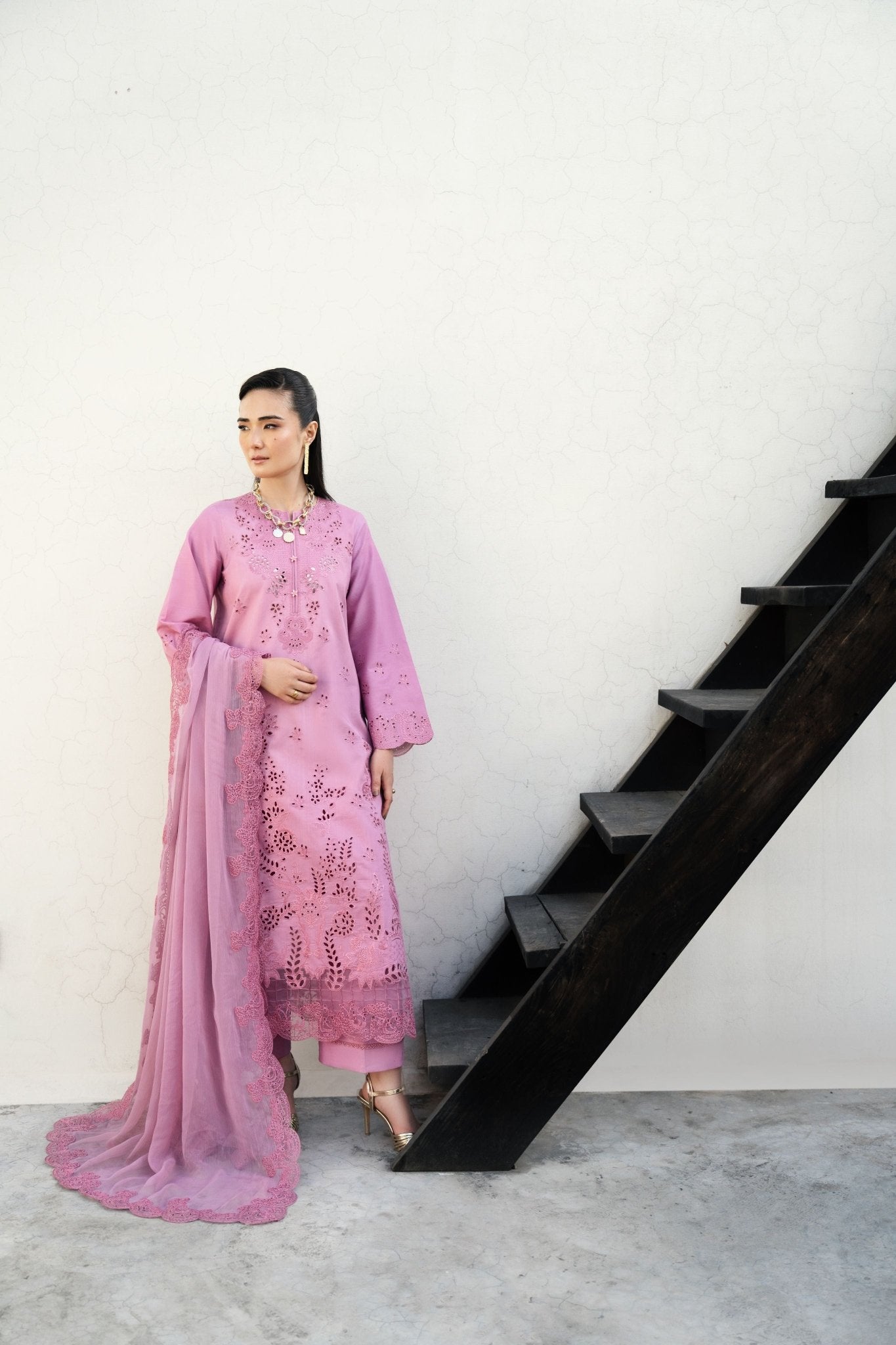 TEA PINK LUXURY EMBROIDERED LAWN