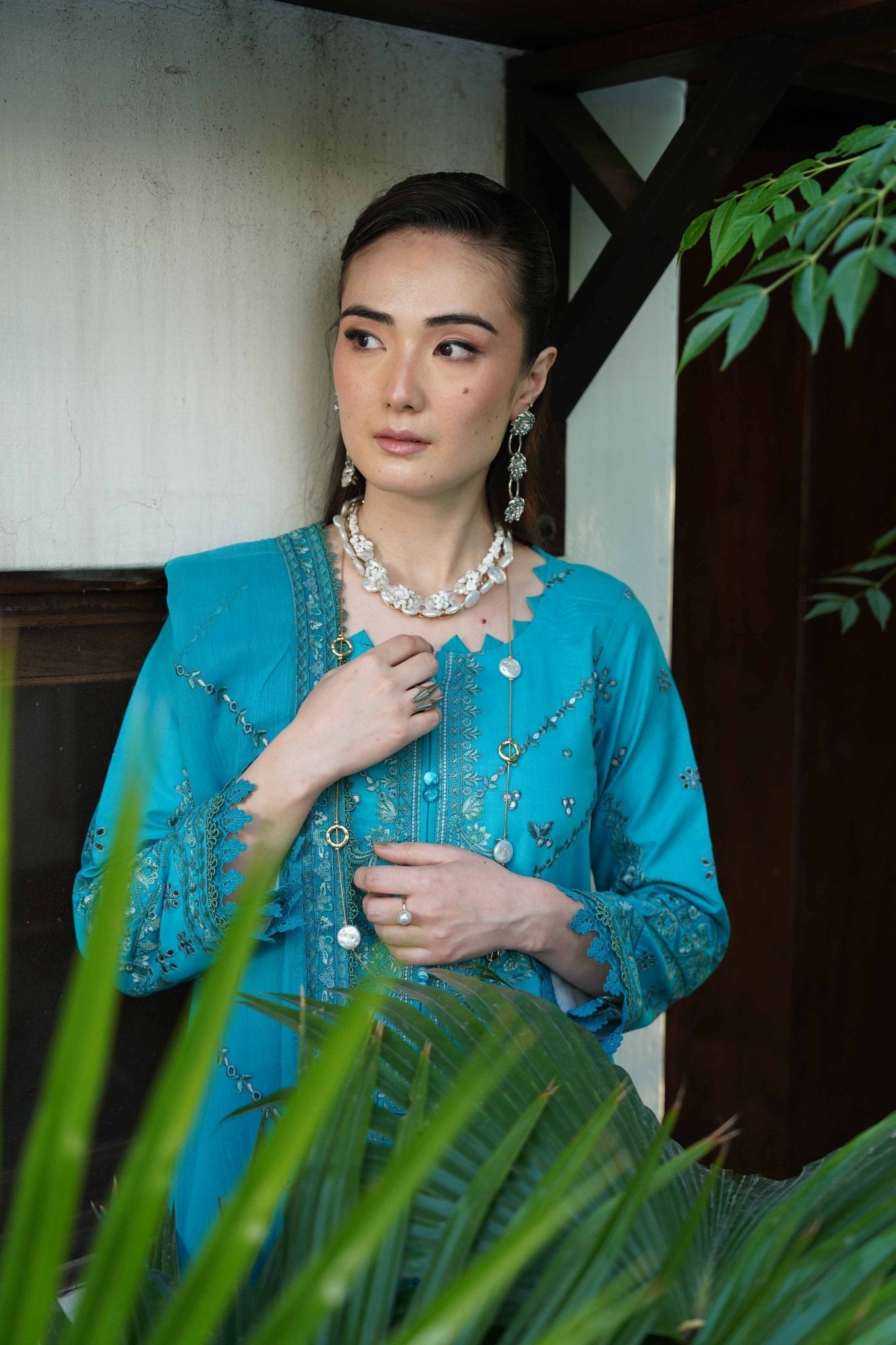 TEAL BLOOM LUXURY EMBROIDERED LAWN